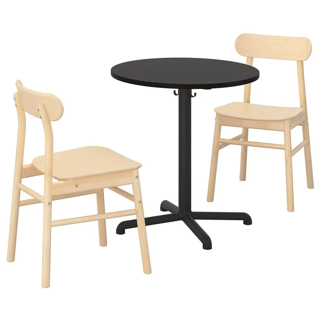 Обеденный набор Ikea Stensele/Ronninge 70cm Антрацит/Береза антрацит (1+2)