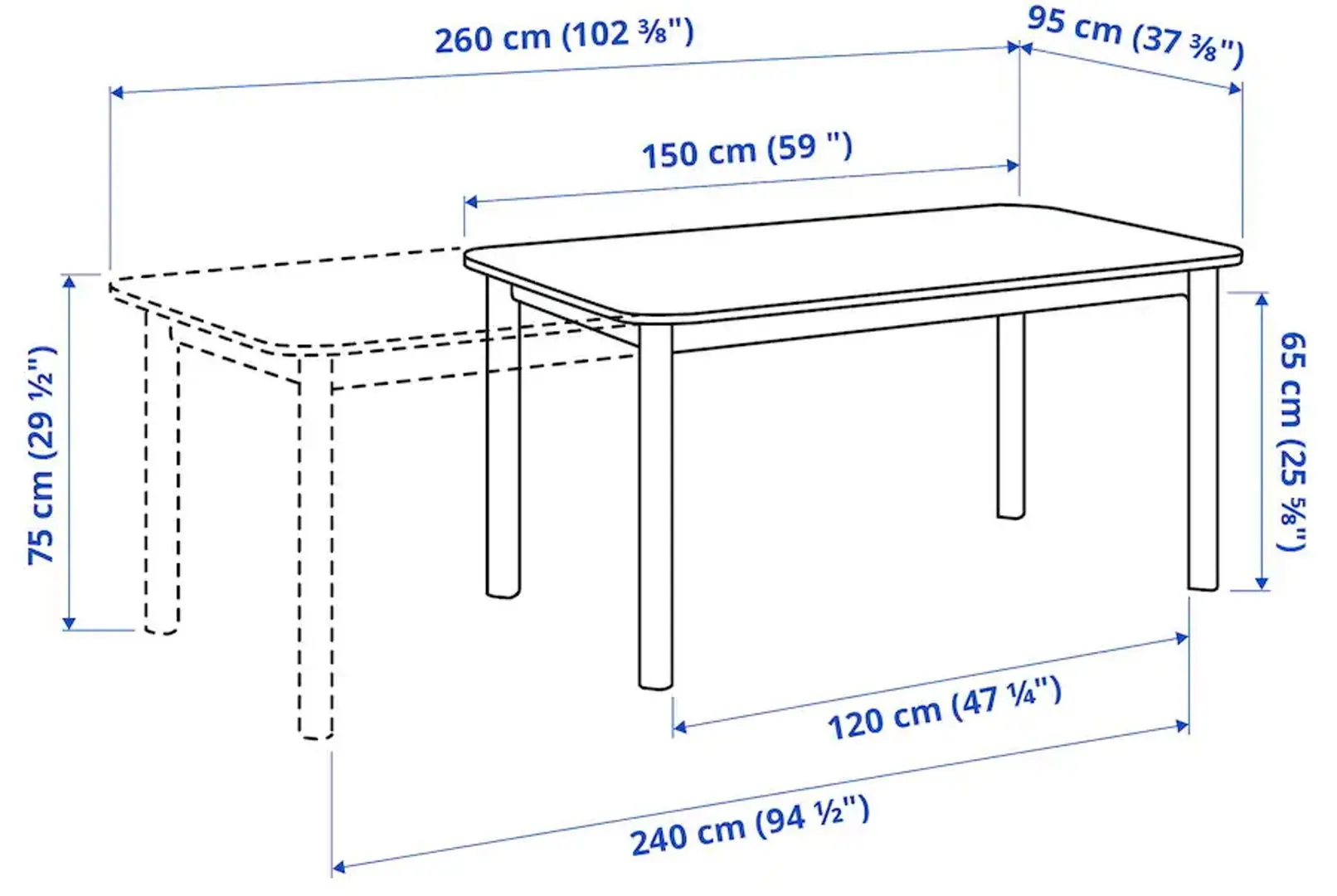 Обеденный набор Ikea Strandtorp/Bergmund/Orrsta 150/205/260см 1+6 (Белый/Светло-серый)