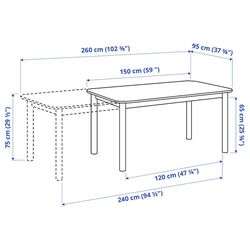 Обеденный набор Ikea Strandtorp/Bergmund/Gunnared 150/205/260см 1+6 (Коричневый/Серый средний) Thumb