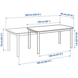 Обеденный набор Ikea Strandtorp/Bergmund/Gunnared 150/205/260см 1+4 (Коричневый/Серый средний) Thumb
