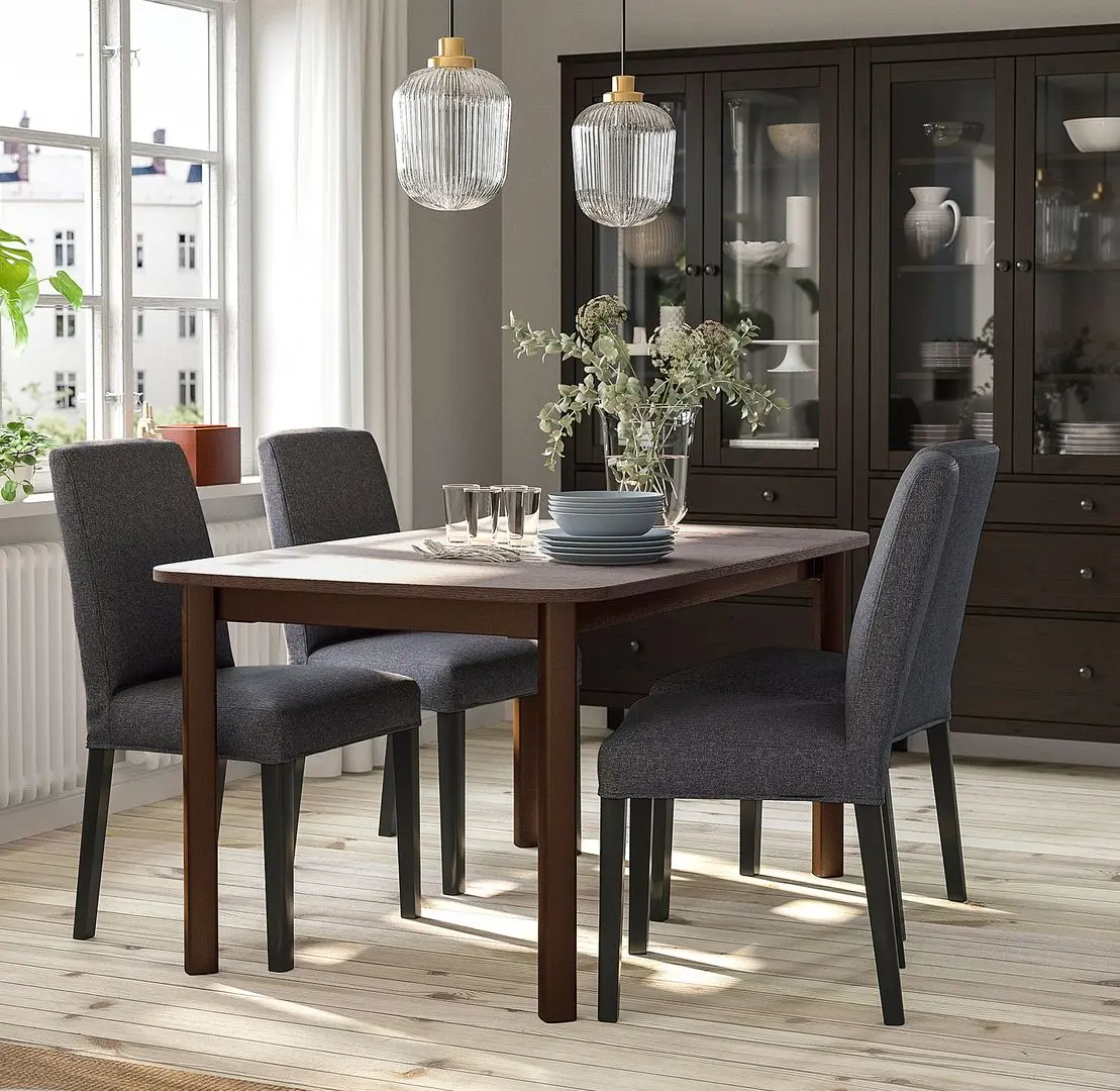 Обеденный набор Ikea Strandtorp/Bergmund/Gunnared 150/205/260см 1+4 (Коричневый/Серый средний)