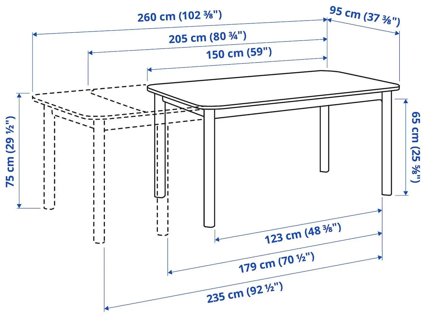 Set masa scaune Ikea Strandtorp/Gronsta brate 150/205/260cm 1+4 (Maro/Alb)