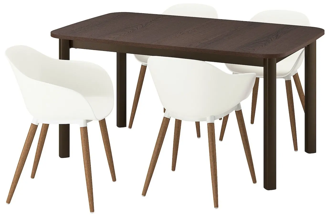 Set masa scaune Ikea Strandtorp/Gronsta brate 150/205/260cm 1+4 (Maro/Alb)