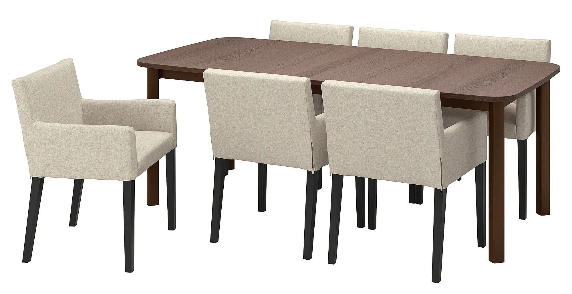 Set masa scaune Ikea Strandtorp/Marenas/Gunnared 150/205/260cm 1+6 (Maro/Negru/Bej)