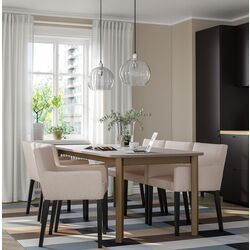 Set masa scaune Ikea Strandtorp/Marenas/Gunnared 150/205/260cm 1+6 (Maro/Negru/Bej)