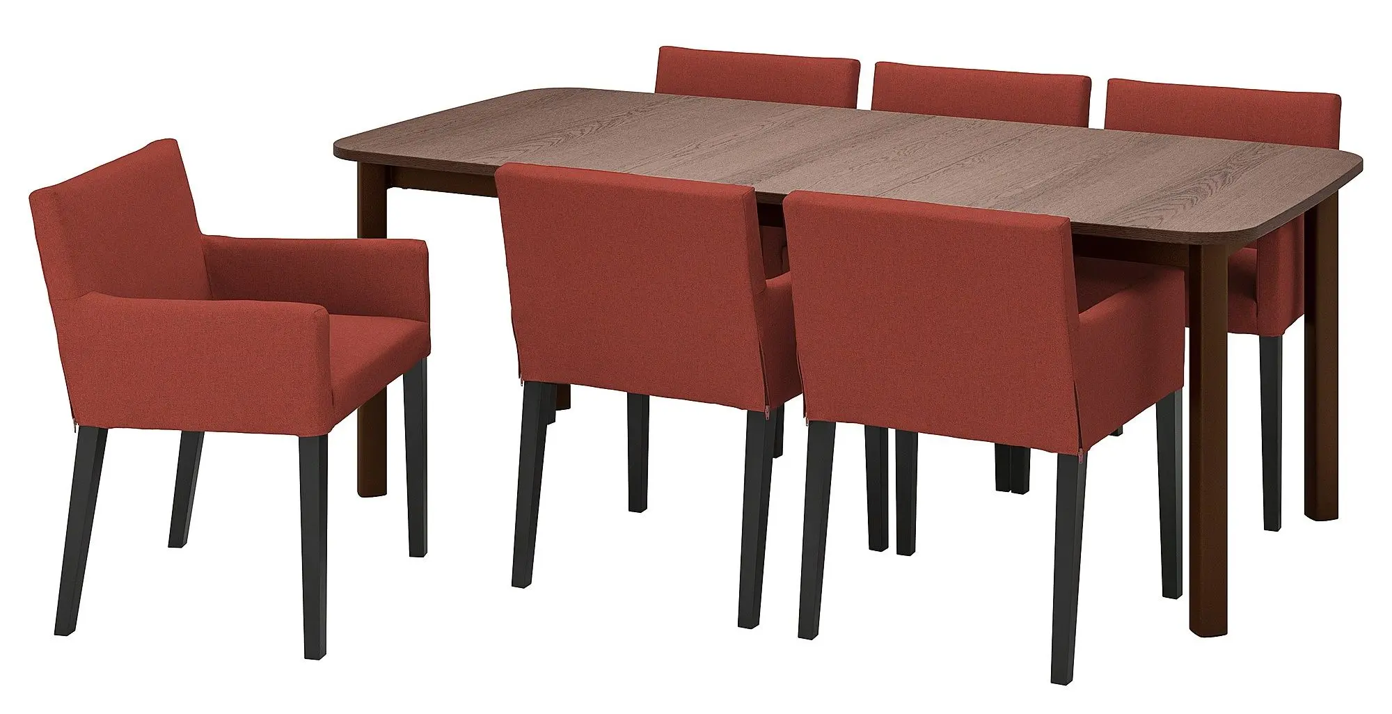 Set masa scaune Ikea Strandtorp/Marenas/Gunnared 150/205/260cm 1+6 (Maro/Negru/Rosu-maro)