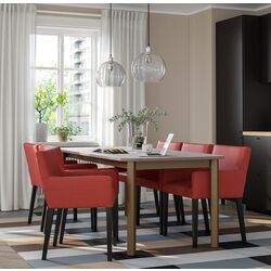 Set masa scaune Ikea Strandtorp/Marenas/Gunnared 150/205/260cm 1+6 (Maro/Negru/Rosu-maro)