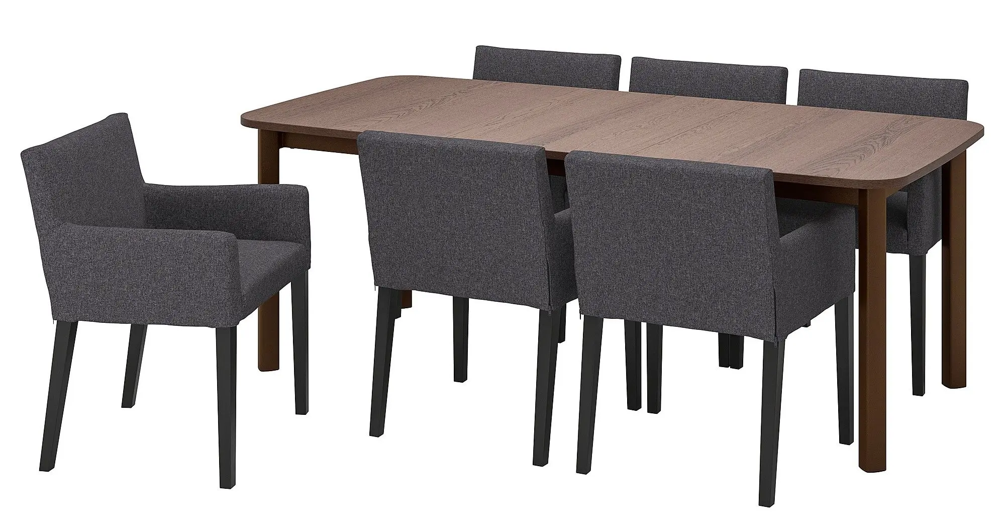 Set masa scaune Ikea Strandtorp/Marenas/Gunnared 150/205/260cm 1+6 (Maro/Negru/Gri inchis)