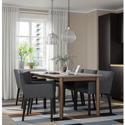 Set masa scaune Ikea Strandtorp/Marenas/Gunnared 150/205/260cm 1+6 (Maro/Negru/Gri inchis)