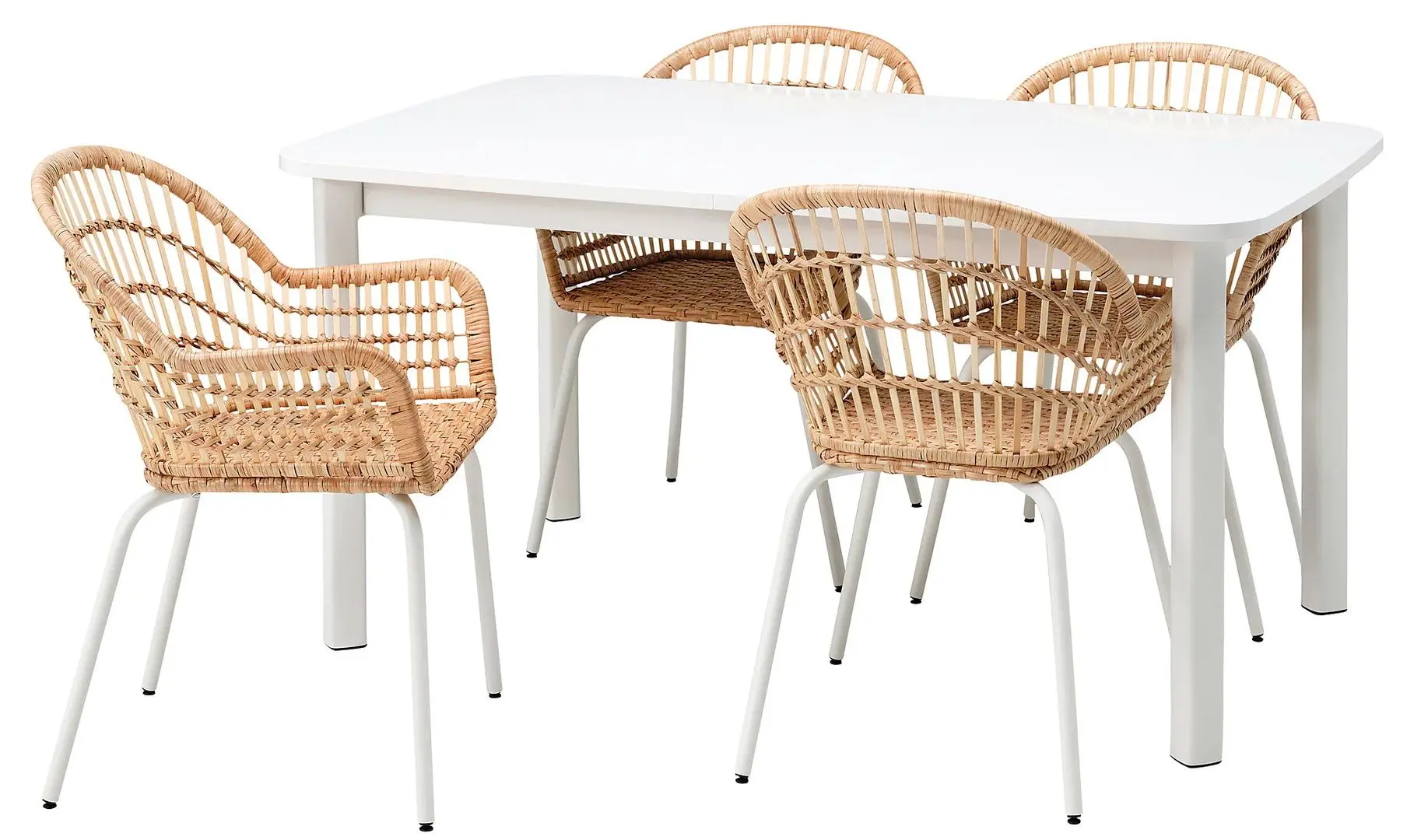Set masa scaune Ikea Strandtorp/Nilsove ratan 150x205x260 Alb (1+4)