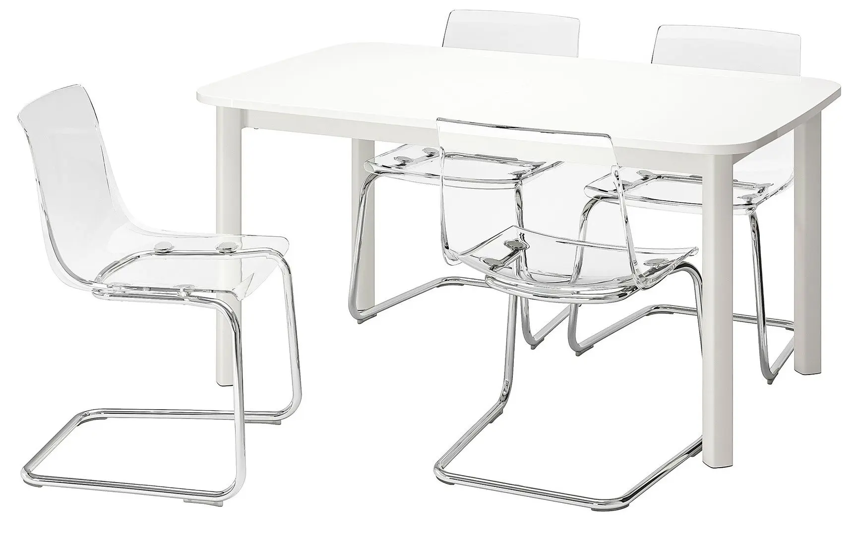 Обеденный набор Ikea Strandtorp/Tobias 150/205/260x95см 1+4 (Белый/Прозрачный)