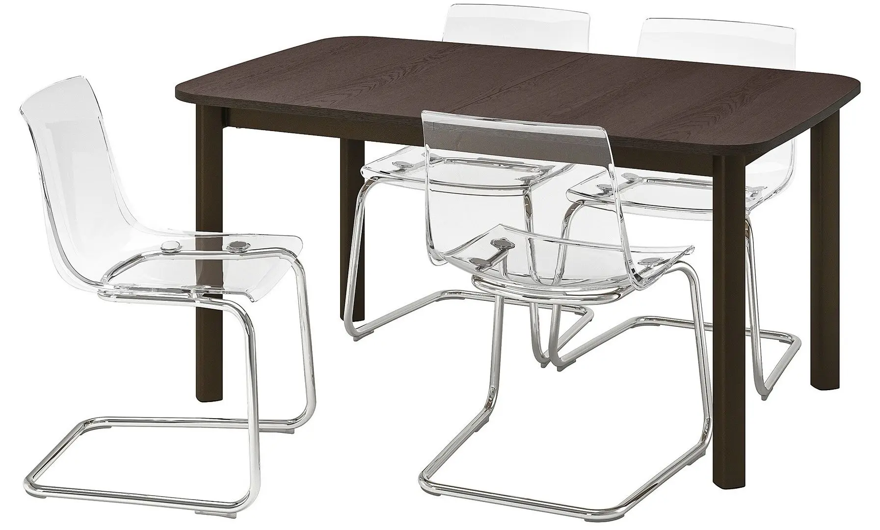 Set masa scaune Ikea Strandtorp/Tobias 150x205x260x95 Maro/Transparent (1+4)