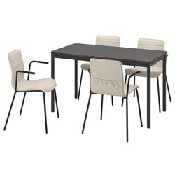 Обеденный набор Ikea Tommaryd/Laktare 130x70 Антрацит/Светло-бежевый/Черный (1+4) Thumb