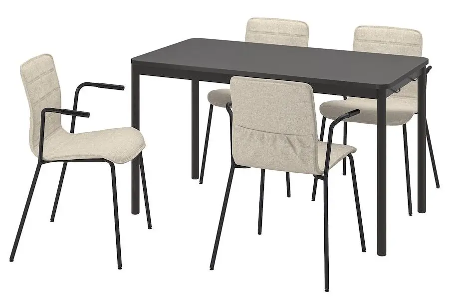 Обеденный набор Ikea Tommaryd/Laktare 130x70 Антрацит/Светло-бежевый/Черный (1+4) - 2