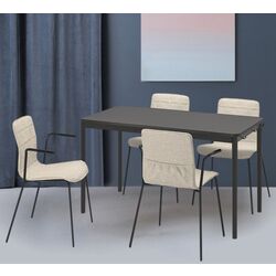 Обеденный набор Ikea Tommaryd/Laktare 130x70 Антрацит/Светло-бежевый/Черный (1+4)