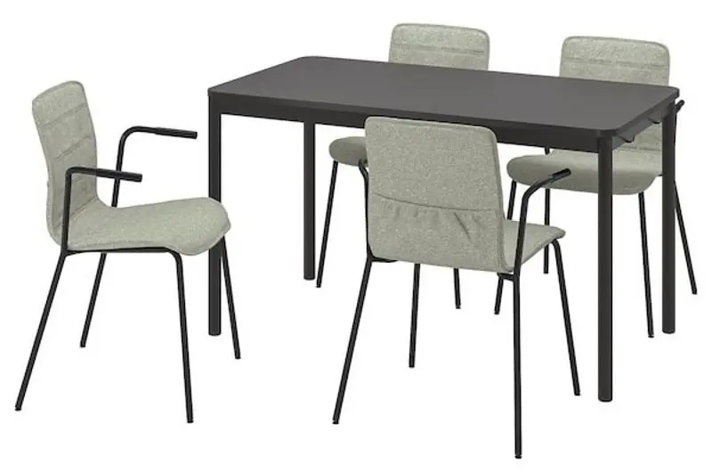 Set masa scaune Ikea Tommaryd/Laktare 130x70 Antracit/Verde Deschis/Negru (1+4) - 2