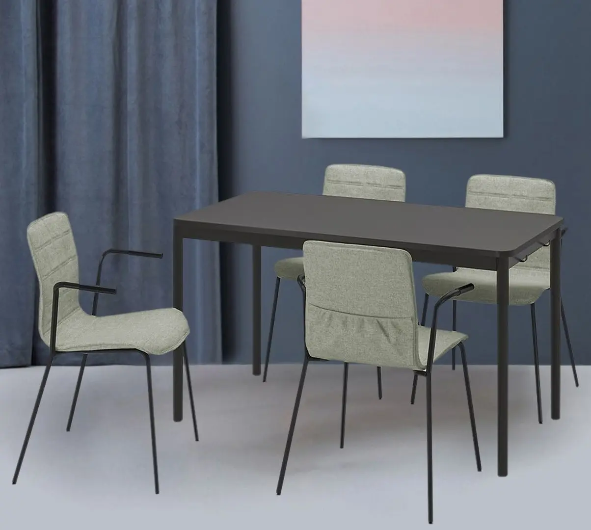 Set masa scaune Ikea Tommaryd/Laktare 130x70 Antracit/Verde Deschis/Negru (1+4)