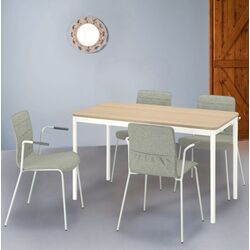 Set masa scaune Ikea Tommaryd/Laktare 130x70 Furnir Stejar Alb/Verde Deschis/Alb (1+4)