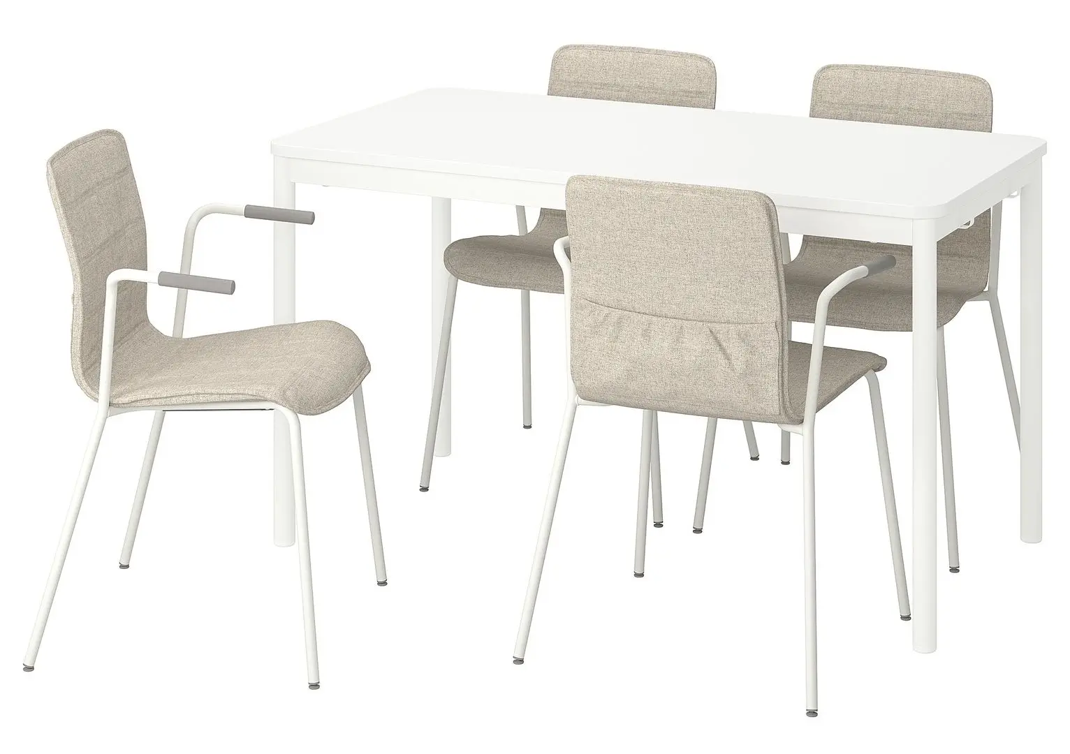 Обеденный набор Ikea Tommaryd/Laktare 130x70 Белый/Светло-бежевый (1+4) - 2