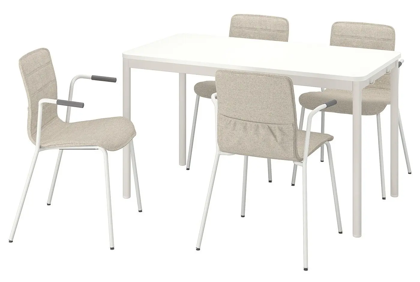 Обеденный набор Ikea Tommaryd/Laktare 130x70 Белый/Светло-серый/Светло-бежевый (1+4) - 5