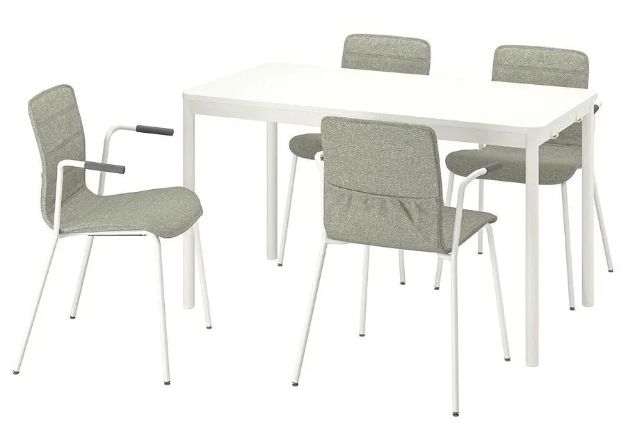 Обеденный набор Ikea Tommaryd/Laktare 130x70 Белый/Светло-зеленый (1+4) - 3