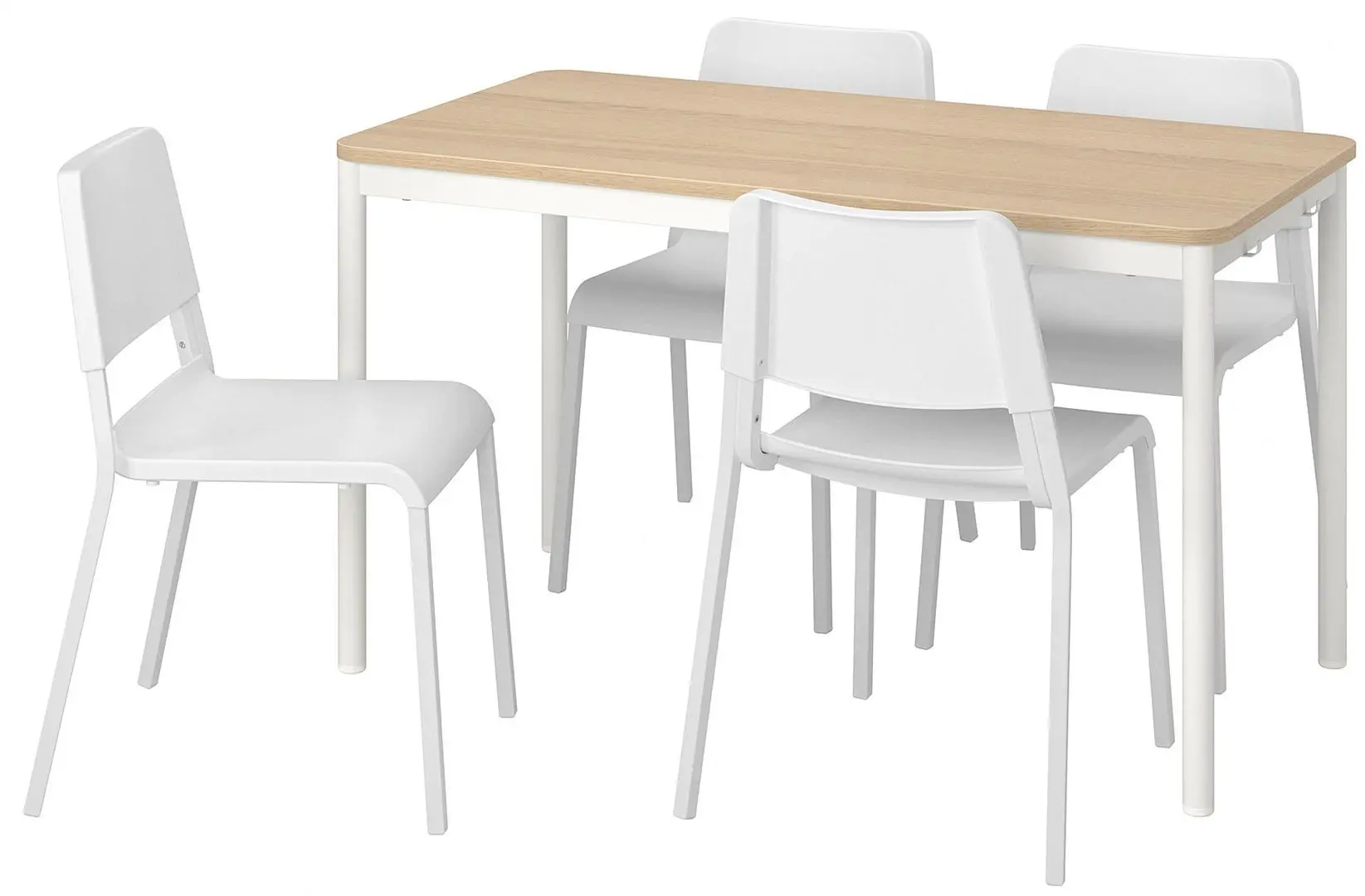 Set masa scaune Ikea Tommaryd/Teodores 130x70 Stejar Alb/Alb (1+4)