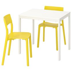 Set masa scaune Ikea Vangsta/Janinge 80x120 Alb/Galben (1+2) Thumb