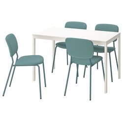 Set masa scaune Ikea Vangsta/Karljan 120x180 Alb/Turcoaz (1+4)