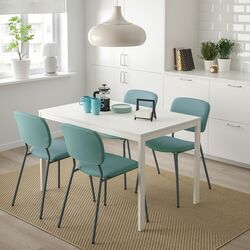 Set masa scaune Ikea Vangsta/Karljan 120x180 Alb/Turcoaz (1+4) Thumb