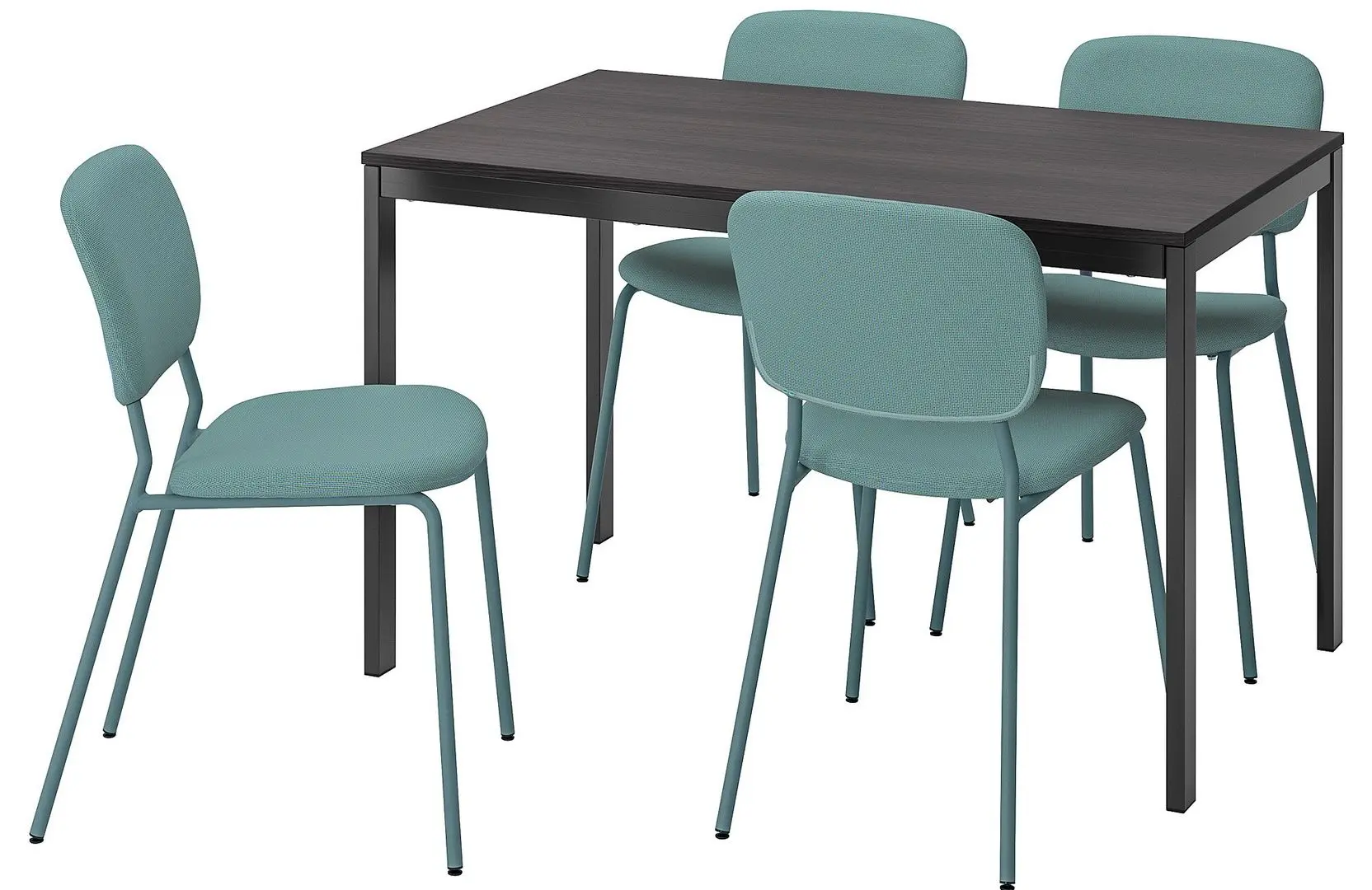 Обеденный набор Ikea Vangsta/Karljan 120x180 Черный Темно-коричневый/Бирюзовый (1+4)