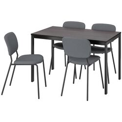 Set masa scaune Ikea Vangsta/Karljan 120x180 Negru Maro Inchis/Kabusa Gri Inchis (1+4) Thumb