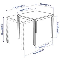 Set masa scaune Ikea Vangsta/Karljan 80x120 Negru Maro Inchis/Kabusa Gri Inchis (1+2) Thumb