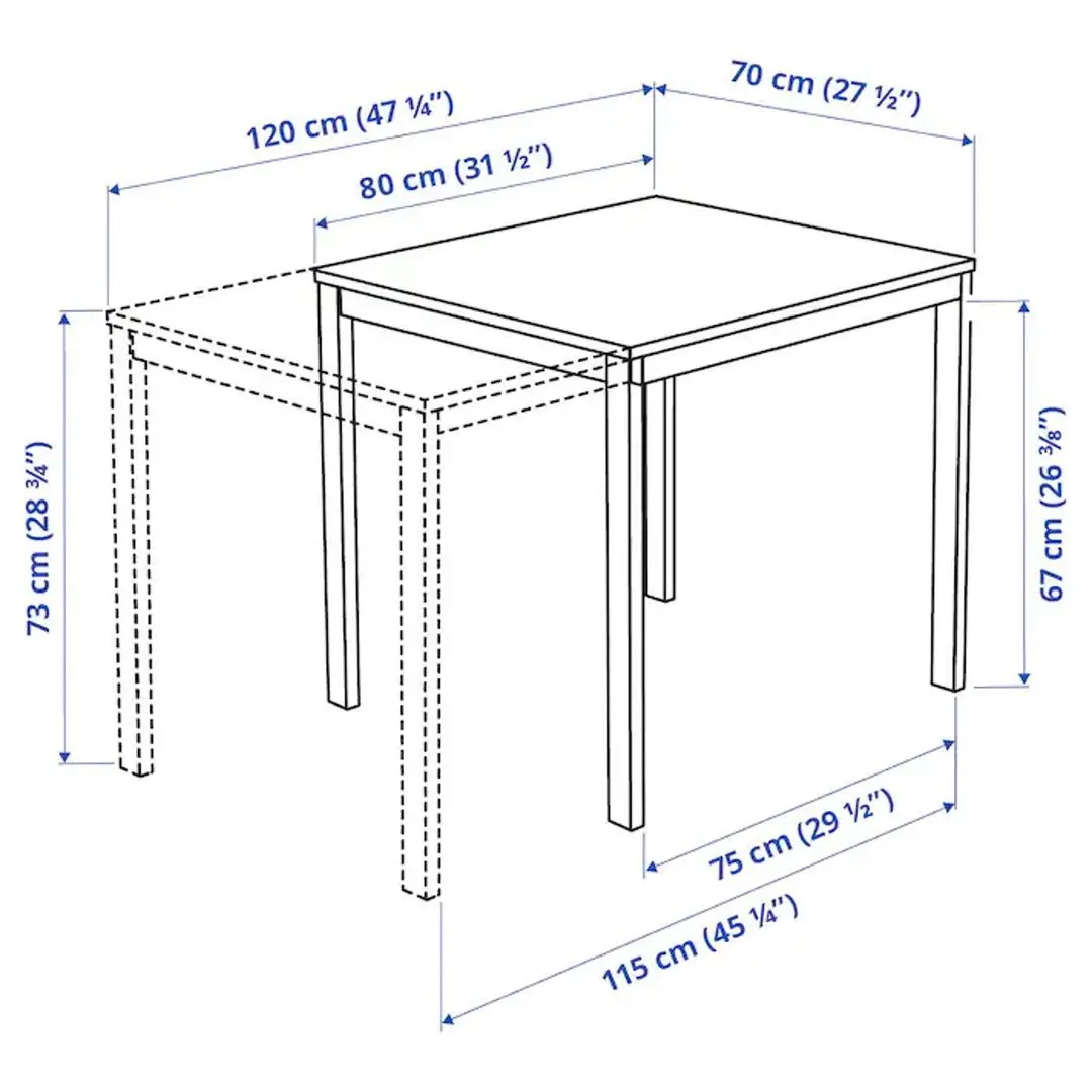 Set masa scaune Ikea Vangsta/Karljan 80x120 Negru Maro Inchis/Kabusa Gri Inchis (1+2) - 7