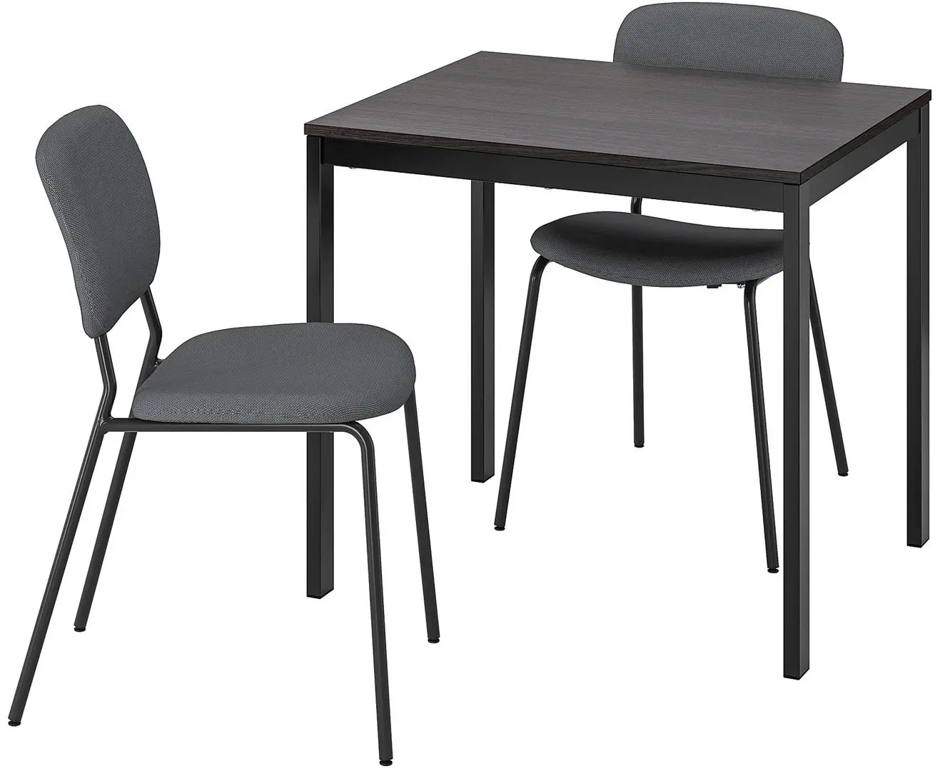 Set masa scaune Ikea Vangsta/Karljan 80x120 Negru Maro Inchis/Kabusa Gri Inchis (1+2)