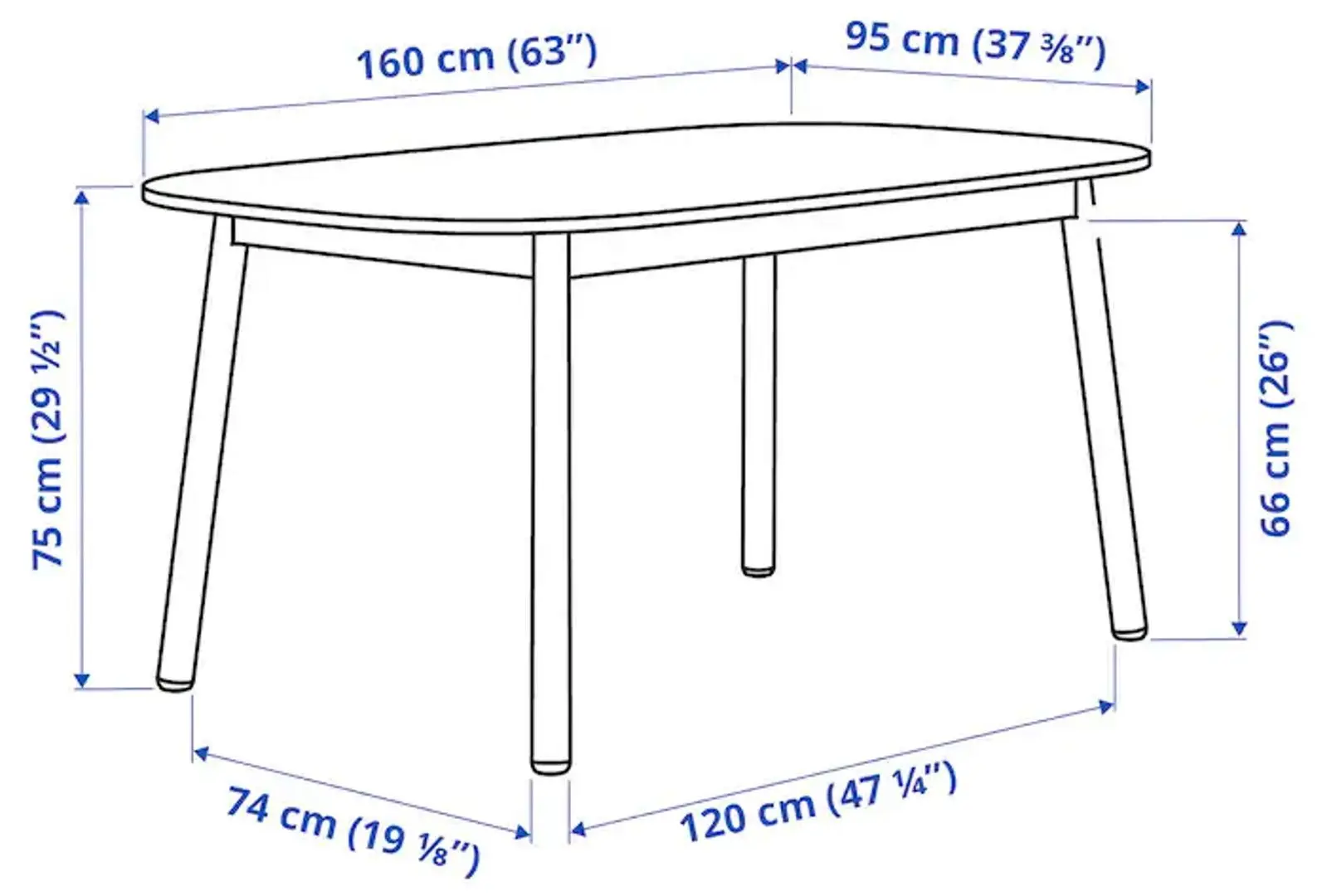 Set masa scaune Ikea Vedbo 160x95cm 1+4 (Negru)