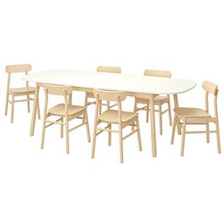 Set masa scaune Ikea Vedbo/Ronninge 240x105 Alb/Mesteacan (1+6)