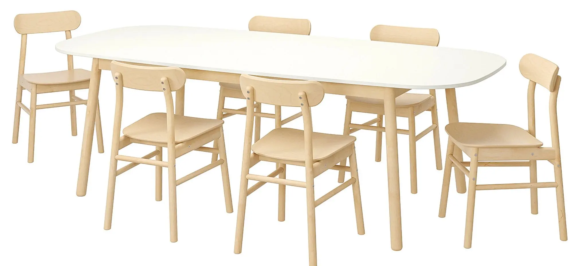 Обеденный набор Ikea Vedbo/Ronninge 240x105 Белый/Береза (1+6)