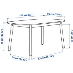 Обеденный набор Ikea Vedbo подлокотники 160x95см 1+4 (Белый/Береза/Серый средний) Thumb