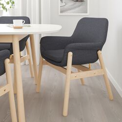 Обеденный набор Ikea Vedbo подлокотники 160x95см 1+4 (Белый/Береза/Серый средний) Thumb