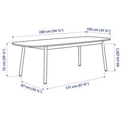 Обеденный набор Ikea Vedbo подлокотники 240x105см 1+6 (Белый/Береза/Серый средний) Thumb