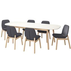 Set masa scaune Ikea Vedbo 240x105cm 1+6 (Alb/Mesteacan/Gri mediu) Thumb