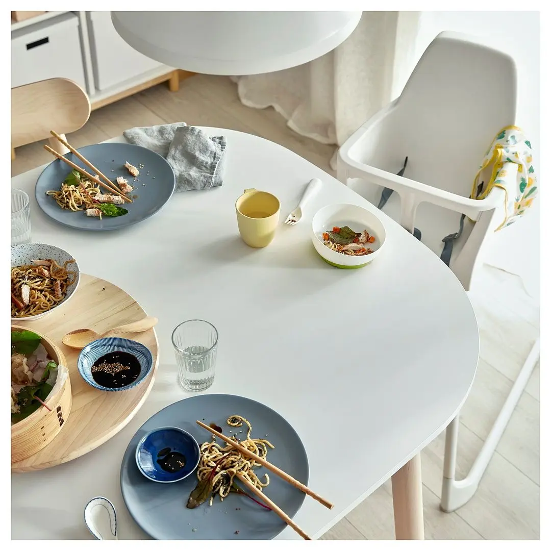 Set masa scaune Ikea Vedbo 240x105cm 1+6 (Alb/Mesteacan/Gri mediu) - 4