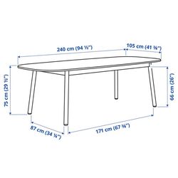 Set masa scaune Ikea Vedbo 240x105cm 1+6 (Alb/Mesteacan/Gri mediu) Thumb