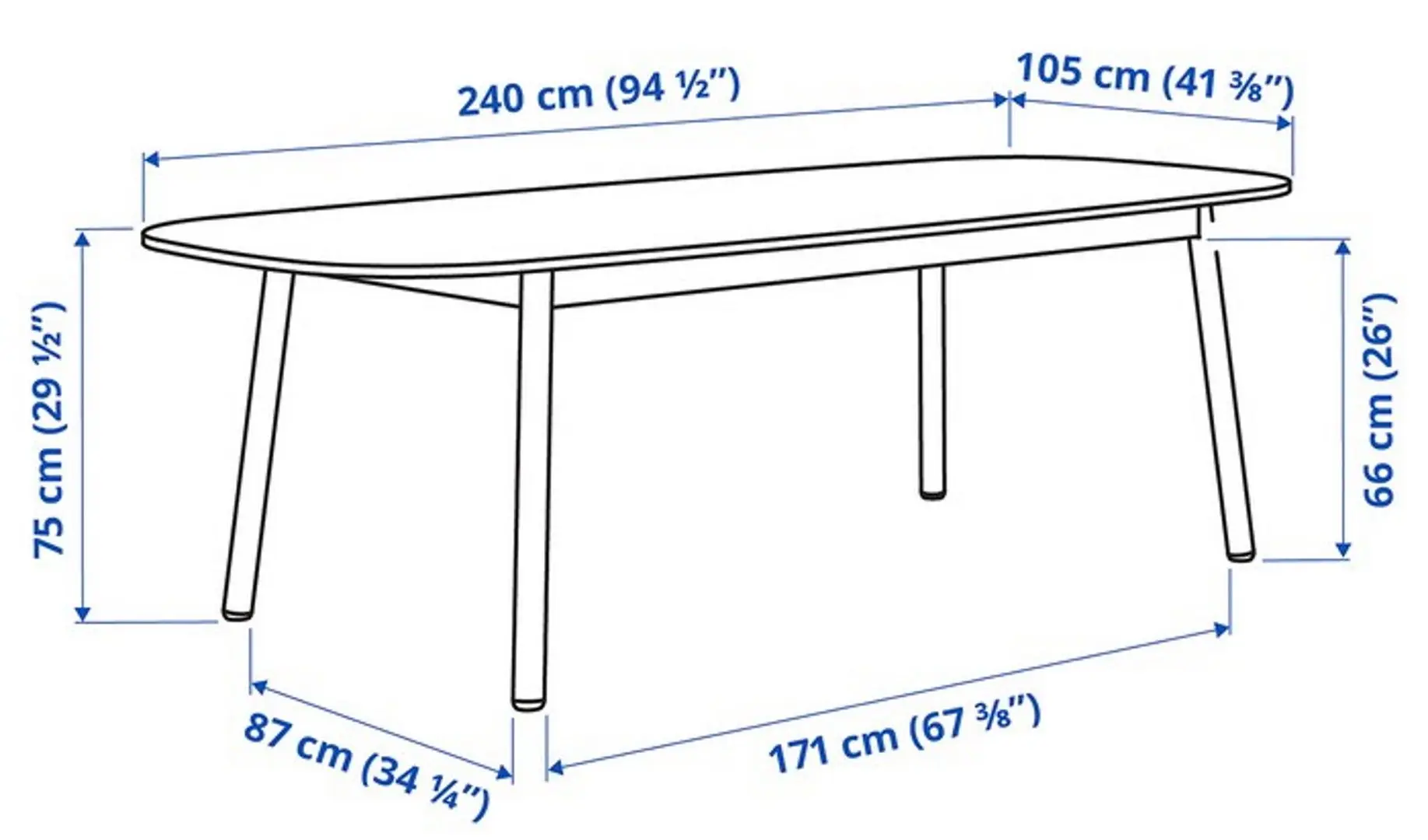 Set masa scaune Ikea Vedbo 240x105cm 1+6 (Alb/Mesteacan/Gri mediu) - 3