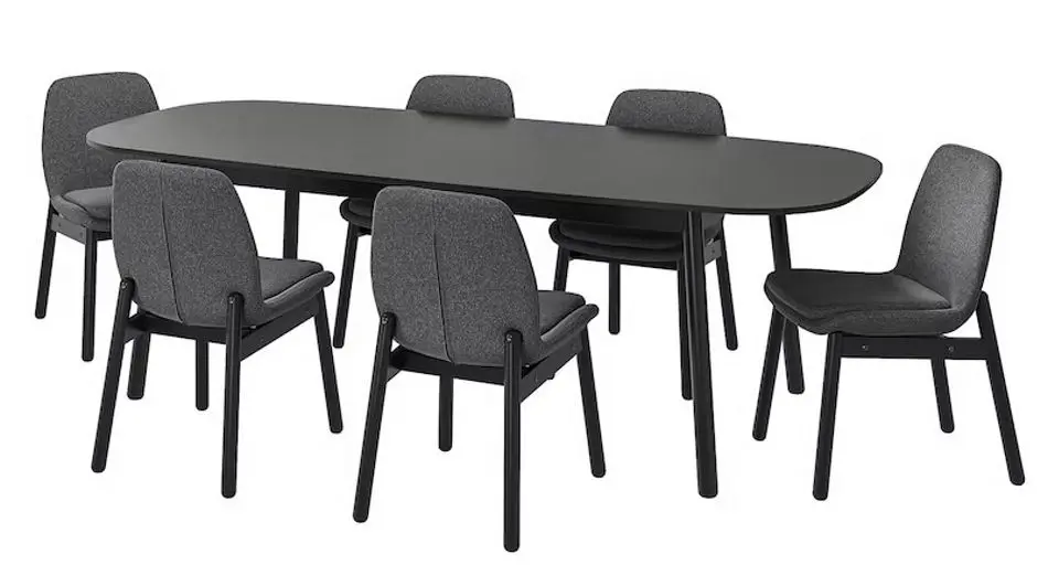 Обеденный набор Ikea Vedbo 240x105см 1+6 (Черный)