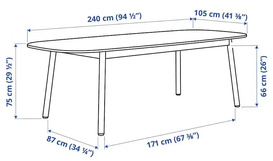 Обеденный набор Ikea Vedbo 240x105см 1+6 (Черный) - 4
