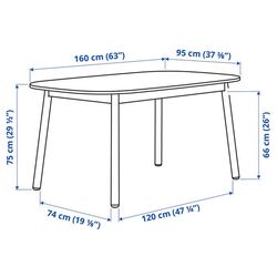 Обеденный набор Ikea Vedbo 160x95см 1+4 (Белый/Береза/Серый средний) Thumb