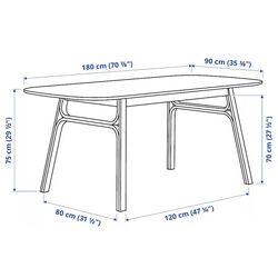 Set de sufragerie Ikea Voxlov/Alvsta 180x90cm 1+4 (Bambus deschis/Ratan/Alb) Thumb