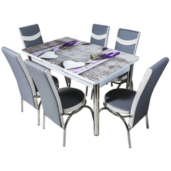 Set de sufragerie Kelebek ES-03 1+6 (Grey/White) Thumb