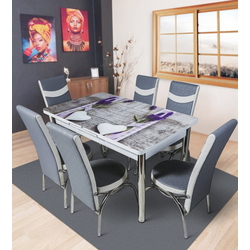 Set de sufragerie Kelebek ES-03 1+6 (Grey/White)